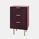 image 5 of OHS Ribbed Bedside Table Modern Bedroom 3 Draw Office Nightstand | Red | Dark Berry