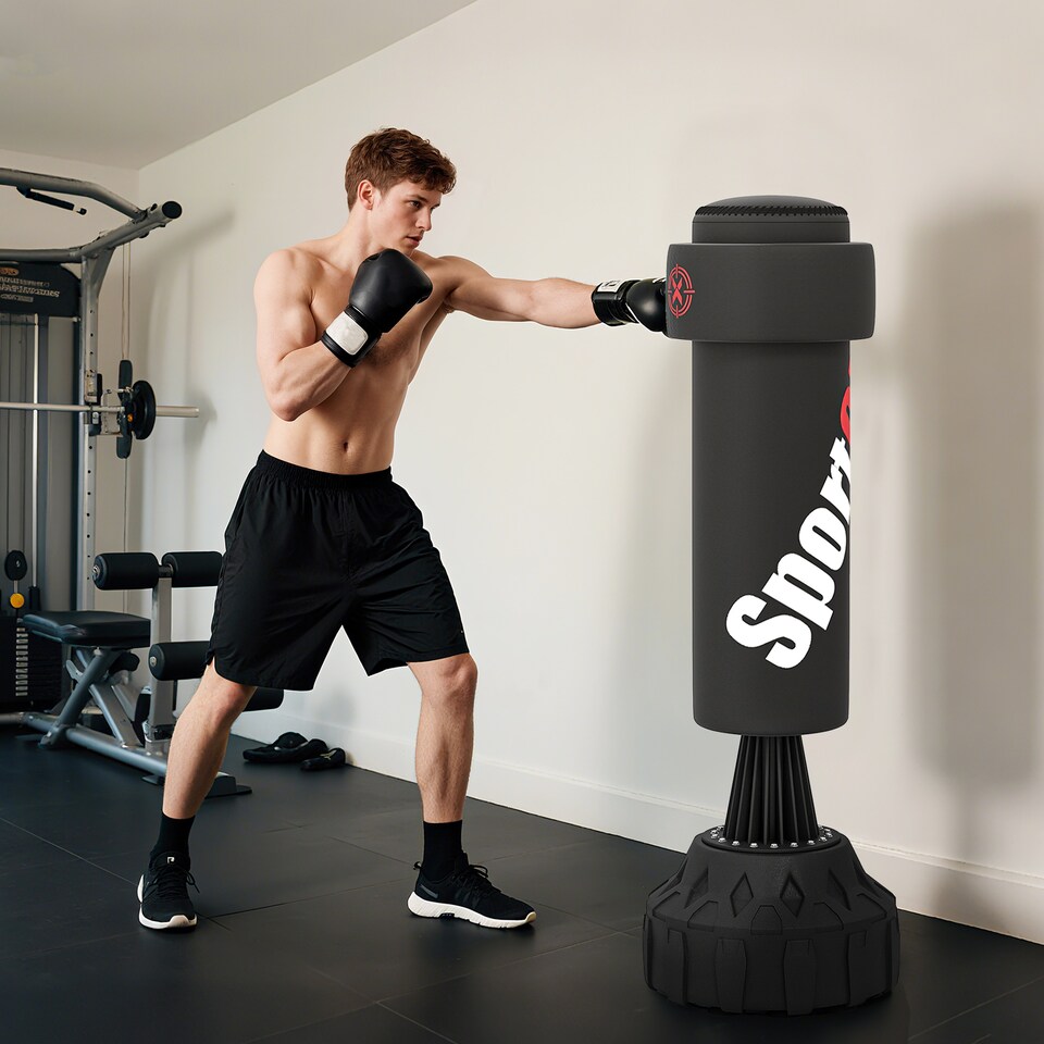 image 1 of SPORTNOW Freestanding Punching Bag, Heavy Boxing Bag with Stand for Teens Adults, Boxing Equipment with Height Adjustable Strike Pad, Hand Wrap, Suction Cup Base for Karate Taekwondo MMA Kickboxing