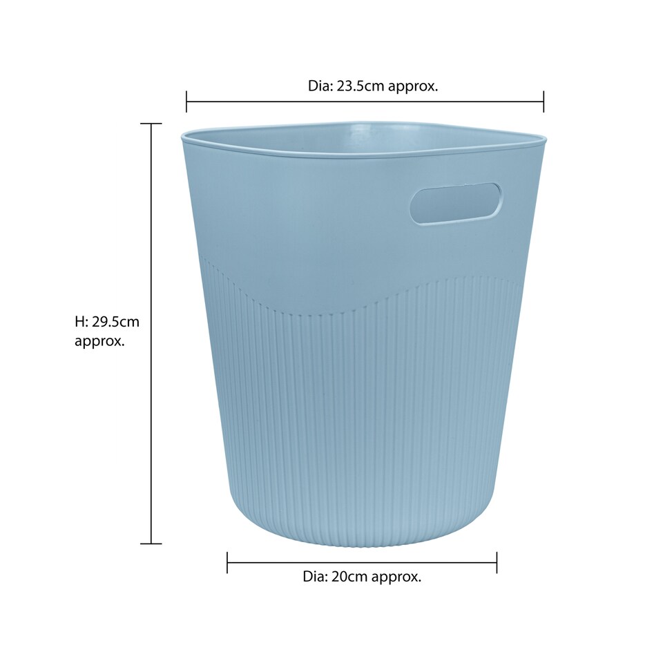 image 1 of JVL Riblex Square Waste Bin 11L Bathroom Bedroom Office Blue