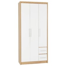 Seville 3 Door 2 Drawer Triple Wardrobe White