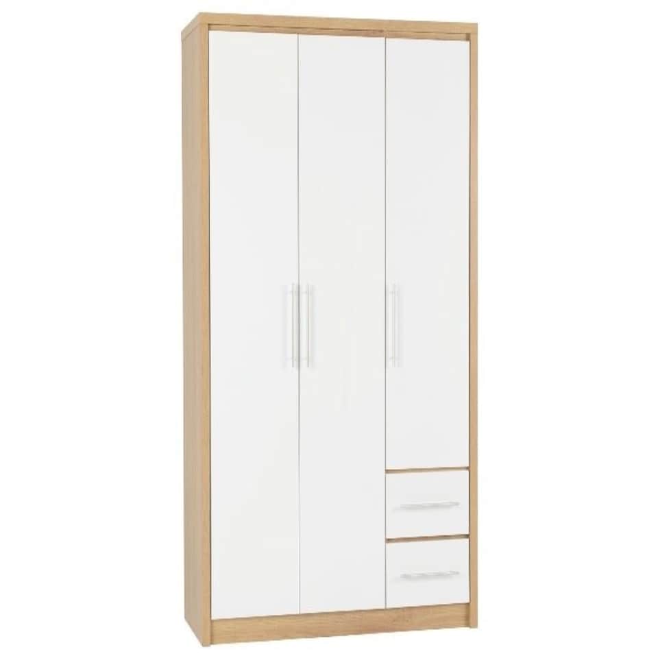 image 1 of Seville 3 Door 2 Drawer Triple Wardrobe White