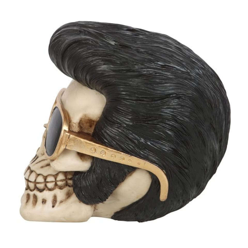 image 1 of Something Different Rockstar Skull Ornament - Black/White/Gold - One Size