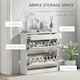 image 3 of HOMCOM Shoe Storage Cabinet, Shoe Cupboard with Slide Out Drawer, 2 Flip Doors, Tempered Glass Top and Adjustable Shelves for 16 Pairs of Shoes, White