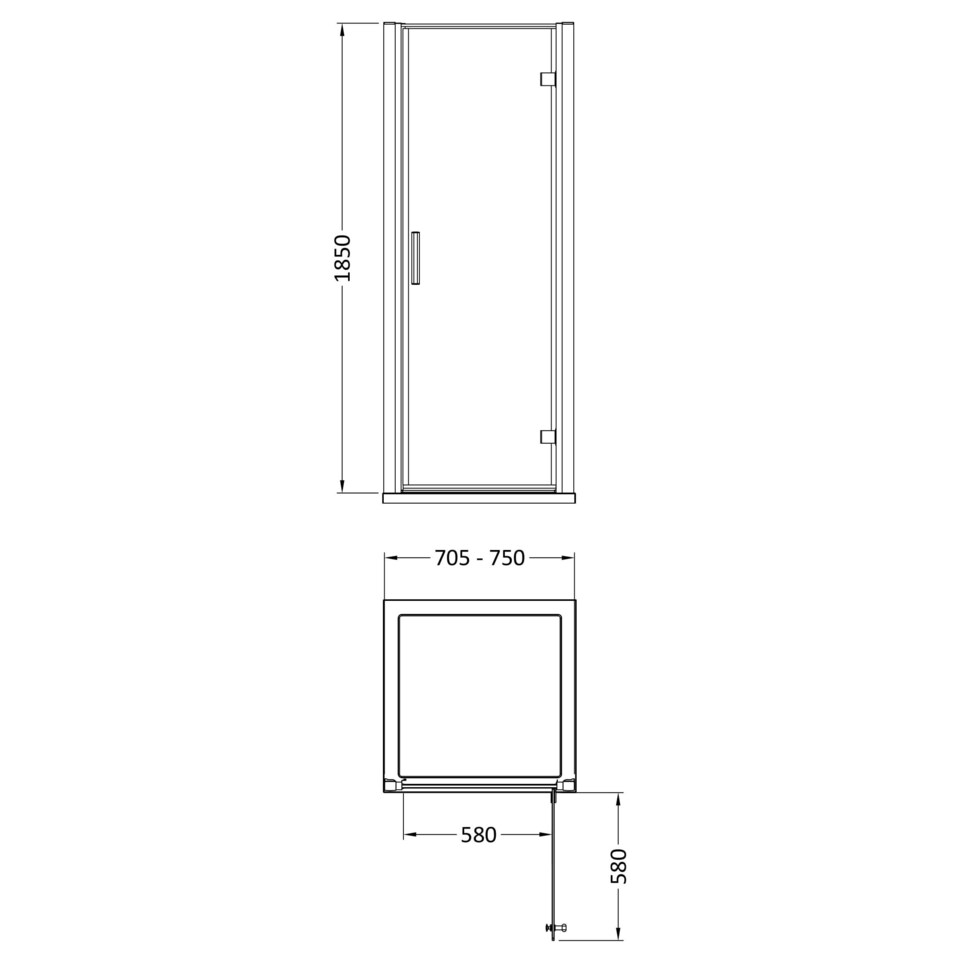 image 1 of Balterley 760mm Hinged Door 6mm Glass
