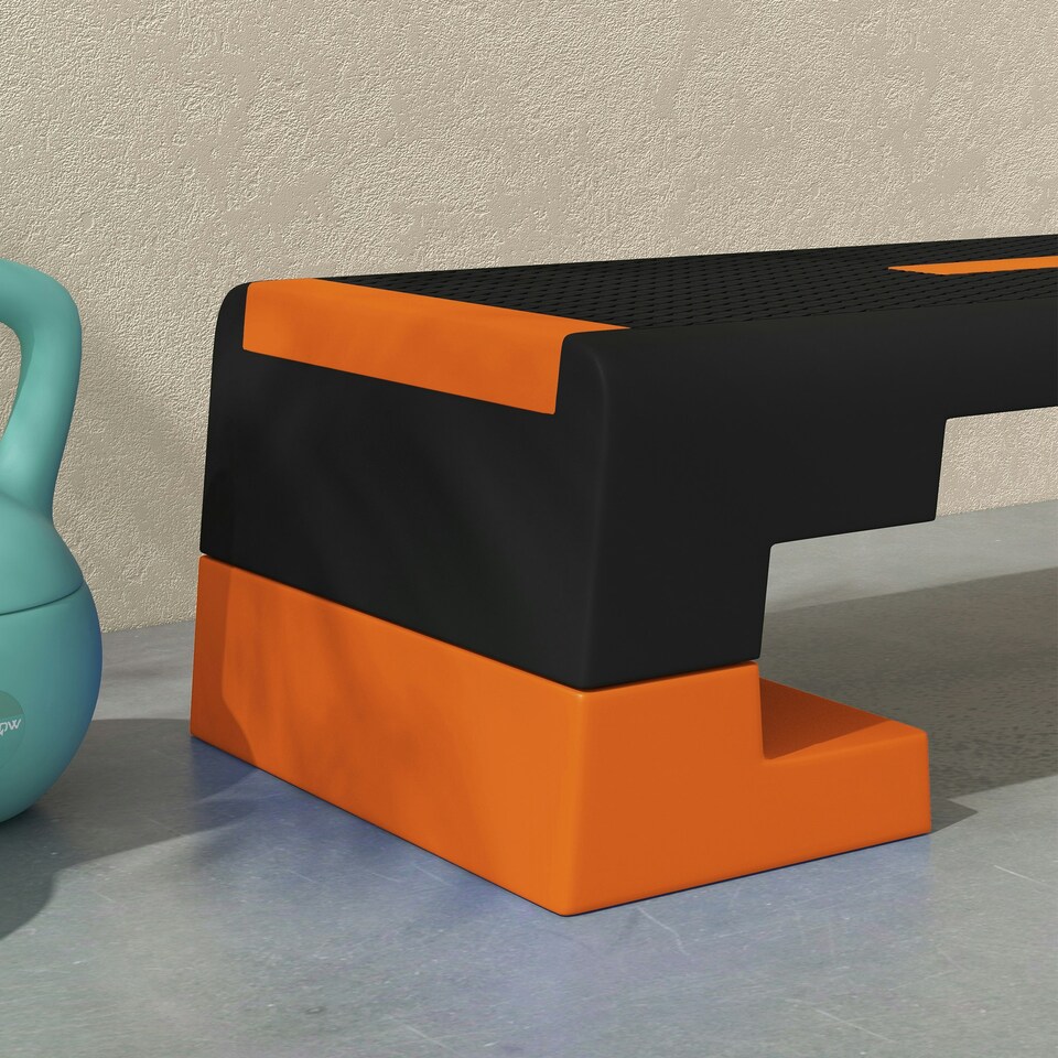 image 1 of SPORTNOW 15cm/20cm/25cm Aerobic Step Platform for Home, Office - Orange
