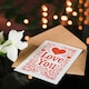 image 4 of Floral Love You Heart Red Letterpress Anniversary Valentines Day Card