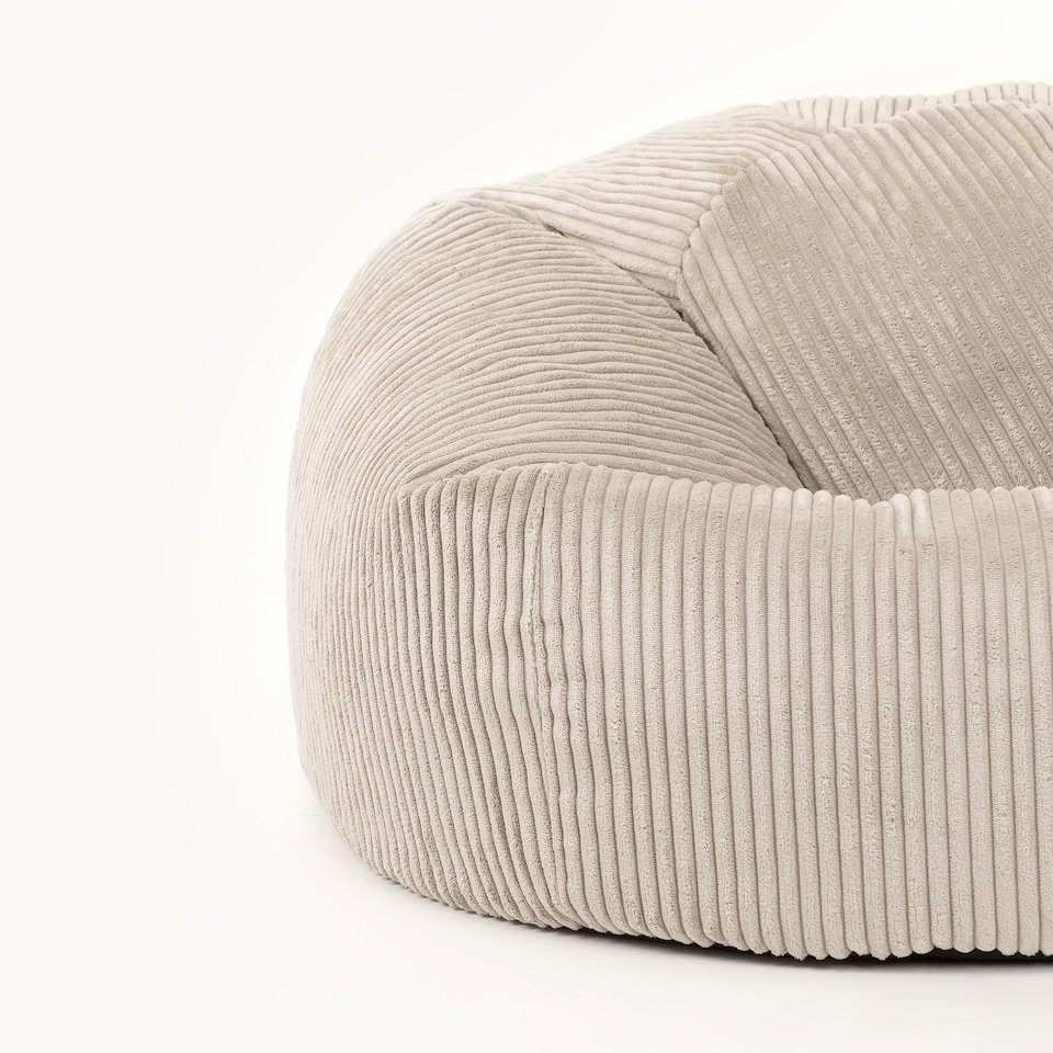 image 1 of Kingston Cord Adults Bean Bag Chair and Pouffe, Ready Filled Beanbag and Footstool Stone Beige | Cream | Natural | 2