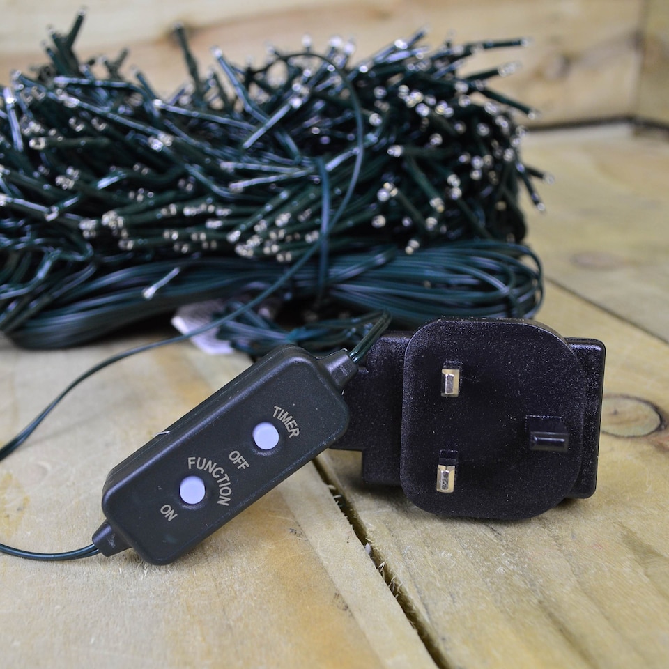 image 1 of 2000 LED 25m Premier Clusterbrights Indoor Outdoor Multifunction Mains Operated Christmas Cluster Lights with Timer in Cool & Warm White Mix