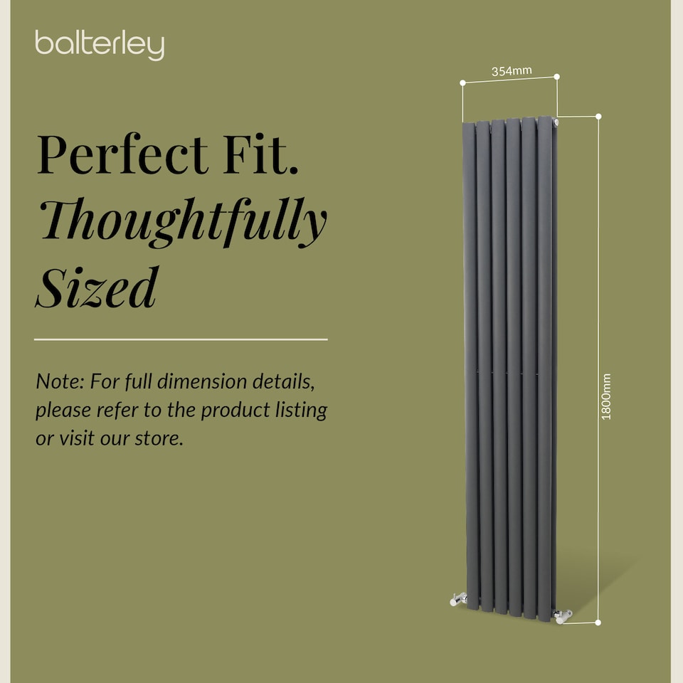 image 1 of Embrace Vertical Double Panel Radiator, 1800mm x 354mm - Anthracite | Grey | Anthracite | 1