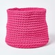 image 1 of Homescapes Hot Pink Cotton Knitted Round Storage Basket - 42 x 37 cm Pink | L