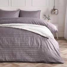 OHS Embossed Bedding Set Textured Duvet Cover with Pillowcase | Grey | Double
