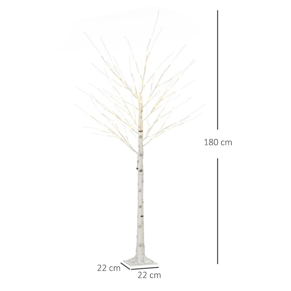 image 1 of HOMCOM 6ft Artificial White Birch Tree Light with Warm White Pre-Lit LED Light for Indoor and Covered Outdoor Use | White
