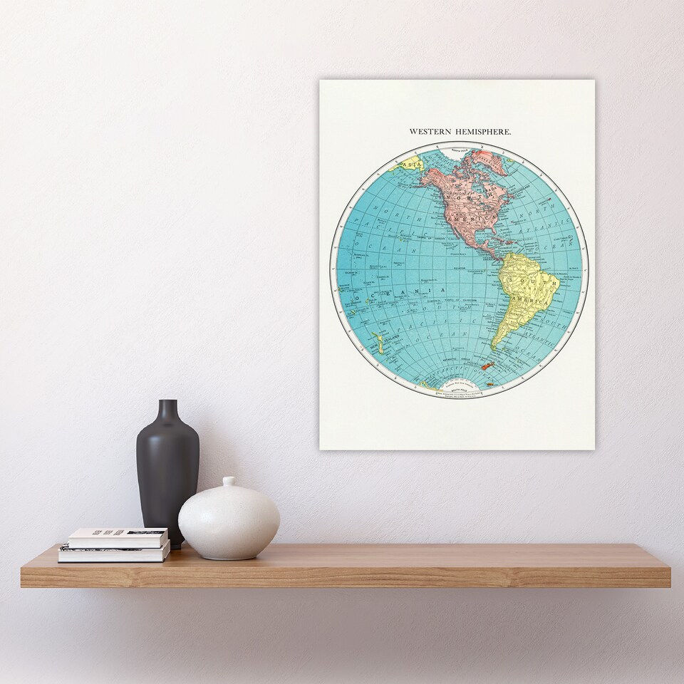 image 1 of Western Hemisphere 1908 Map Rand McNally Vintage Huge Wall Art Print 18X24 In