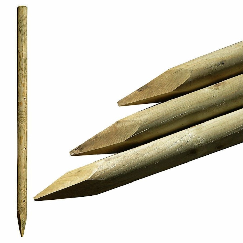 image 1 of True Products Pressure Treated Round Wooden Fence Posts 1200mm x 50mm - Pack of 20 | Brown | Brown | 20