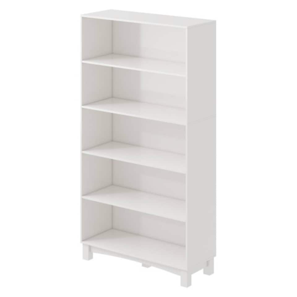 image 1 of Wide Shelf Tier Wooden Bookcase Shelving Modern Open Display Storage Cabinet | White | White 5 Tier Wide | 1