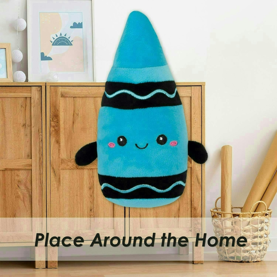 image 1 of Crayon Soft Toy Cute Plushie Huggable Cuddly Stuffed Toy 16cm Blue