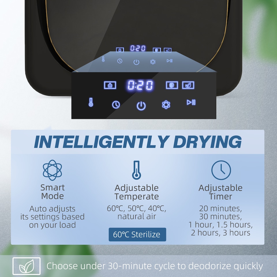 image 1 of HOMCOM 2.5 kg 800W Vented Tumble Dryer with Deodorize, Smart Mode, Black