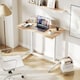 image 5 of COSTWAY Adjustable Height C-Shaped Mobile Standing Desk Natural N/A