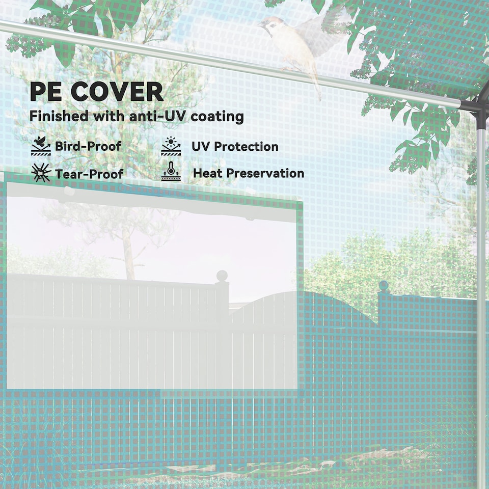 image 1 of Outsunny Tunnel Greenhouse with PE Cover, Wide Door, 2 x 3 m, Green | Green