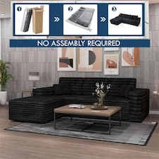 Modern L Shaped Corner Sofa with Chaise Deep Seating Detachable Headrest Cushions No Assembly Living Room Sofa