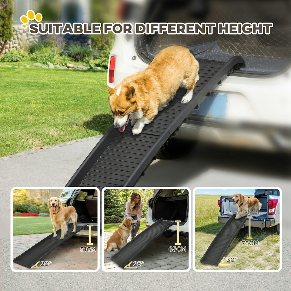 image 1 of PawHut Foldable Pet Ramp Dog Ramp for Cars, Truck, SUV