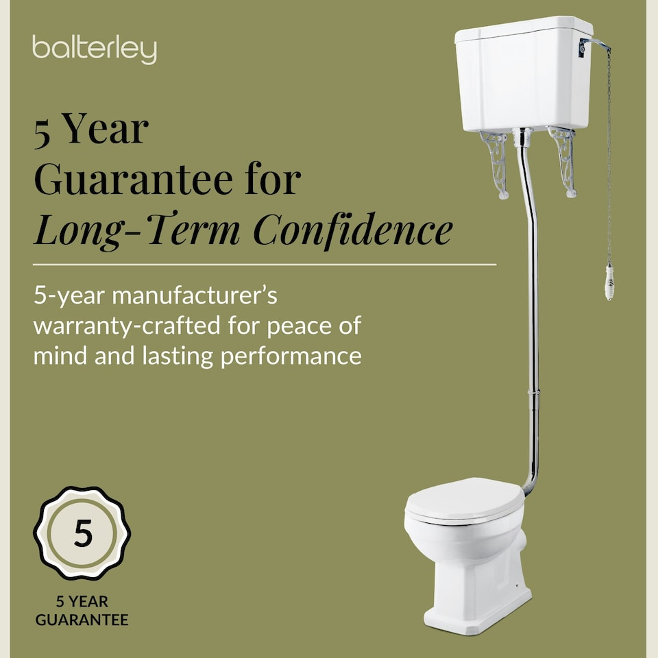 image 1 of Kinston Traditional Comfort Height Toilet Pan, High Level Cistern, Flush Pipe Kit & Soft Close Seat - White - Balterley