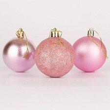 Pink Shatterproof Christmas Baubles 10cm - Pack of 3