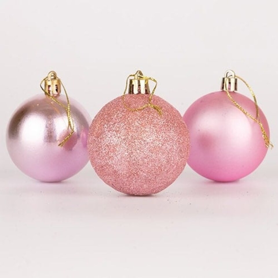 image 1 of Pink Shatterproof Christmas Baubles 10cm - Pack of 3