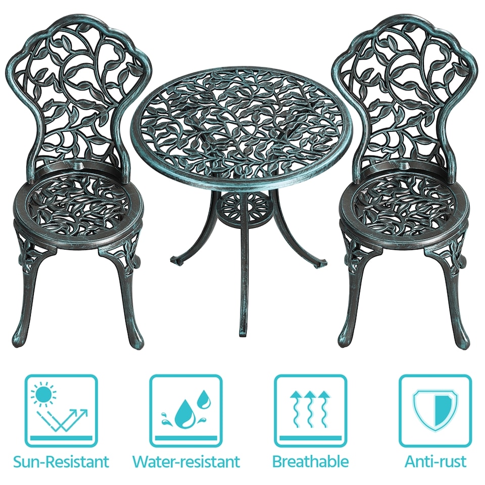 image 1 of Yaheetech 3 Piece Outdoor Bistro Set for Garden-Green | Green | Green | 1