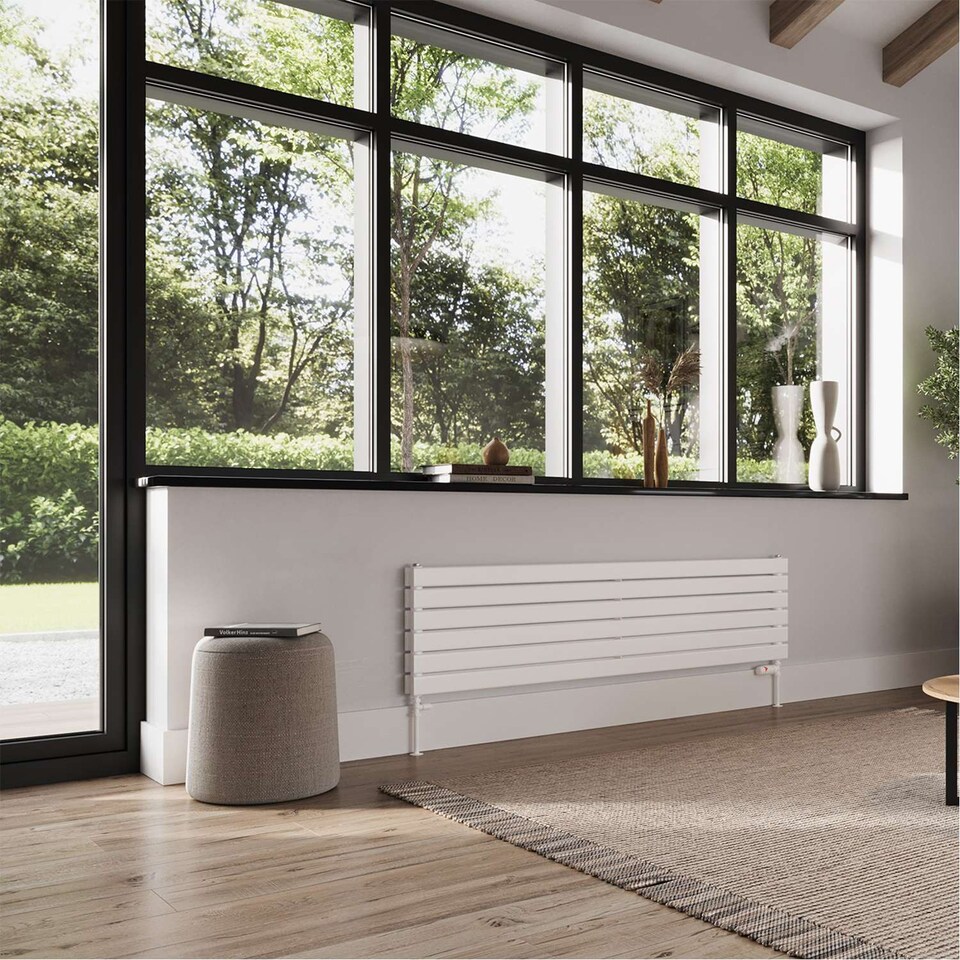 image 1 of Typhoon Axis Horizontal Double Panel Bathroom Radiator - White (H) 408mm x (W) 1600mm