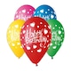 image 1 of Assorted Colour Happy Birthday Love Heart Latex Balloons 33cm / 13 in - Pack of 6