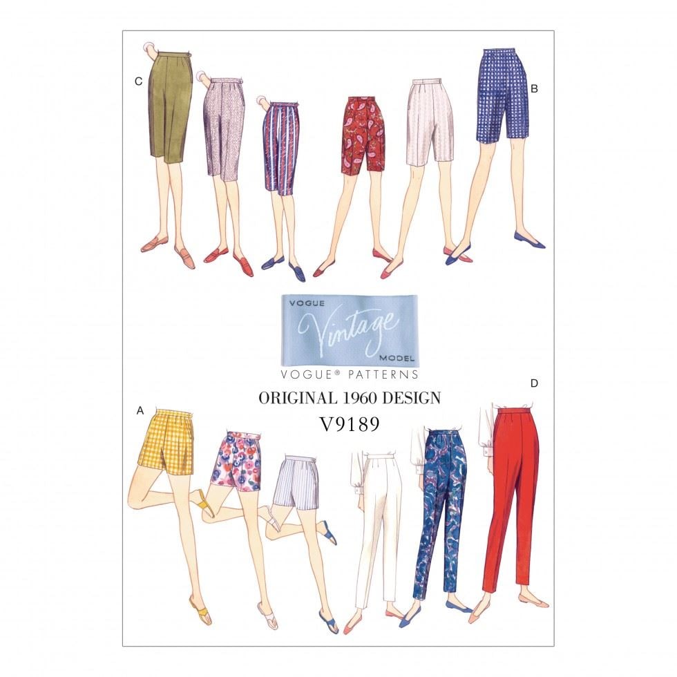 Vogue 9189 Paper Sewing Pattern â Womenâs Trousers, Shorts & Vintage Style, Size E5 (14â16â18â20â22), Easy