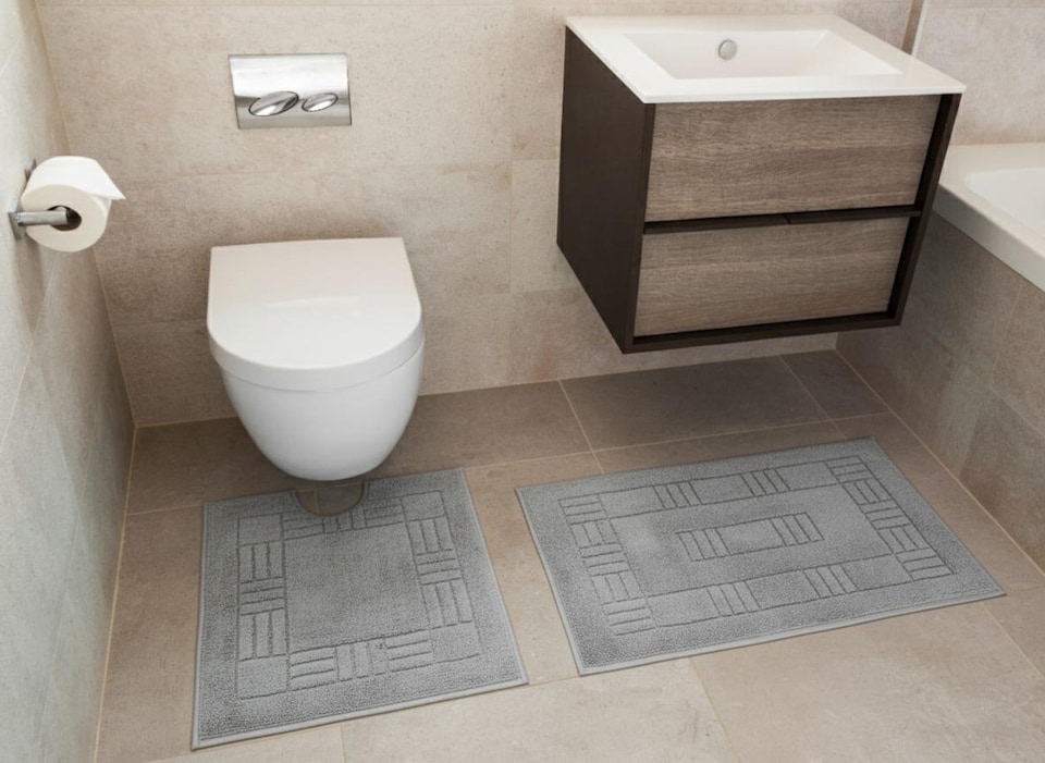 Chatsworth Pure Cotton Bath Mats Super Soft and absorbent (85x50 cm) | Silver | Silver | 80x50 cm | 1