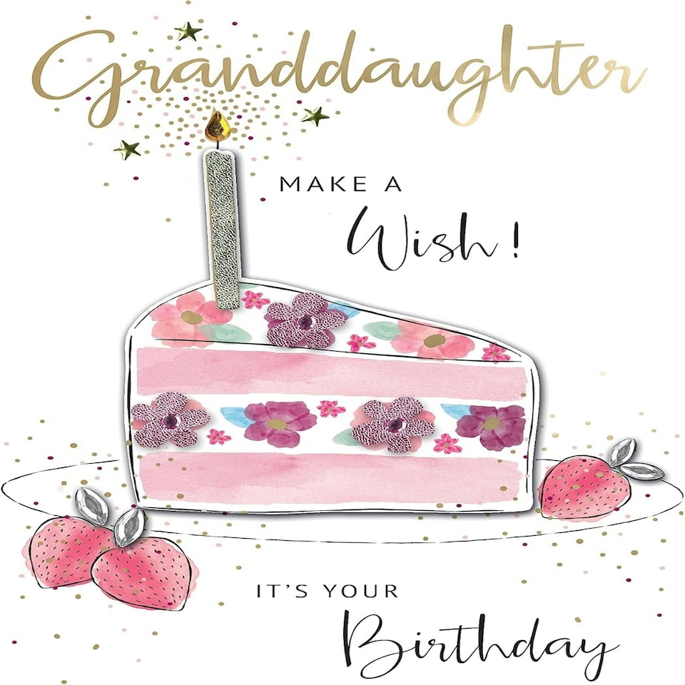 image 1 of Embellished Cake & Candle Granddaughter Birthday Card