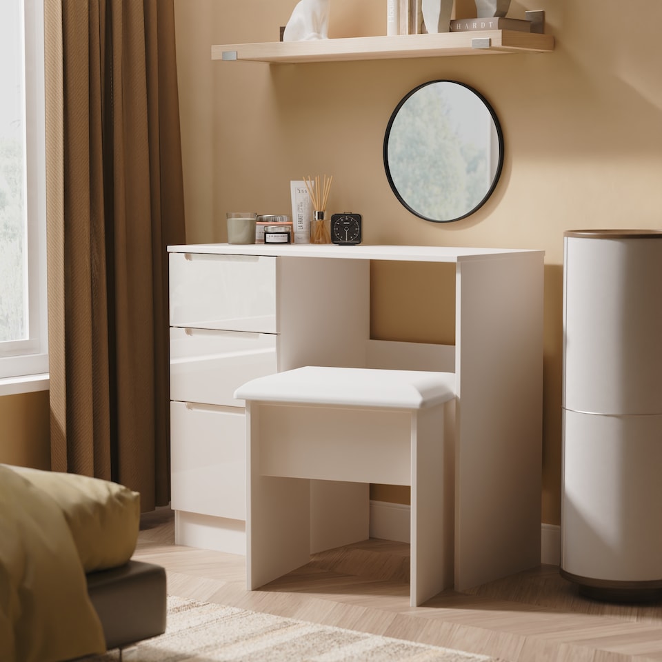 image 1 of Lucca 3 Drawer Vanity in Kashmir Gloss & Kashmir (Ready Assembled) | Cream | Kashmir Gloss & Kashmir