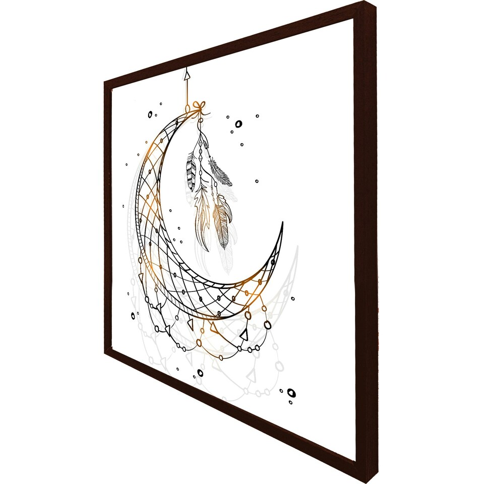 image 1 of Dream catcher with crescent moon (Picutre Frame) White | L