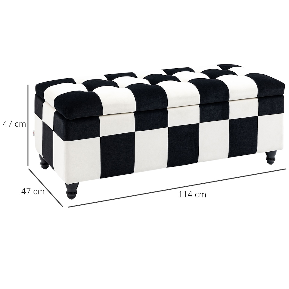 image 1 of HOMCOM 114 x 47 x 47cm Velvet Storage Ottoman, Button-tufted Footstool Box