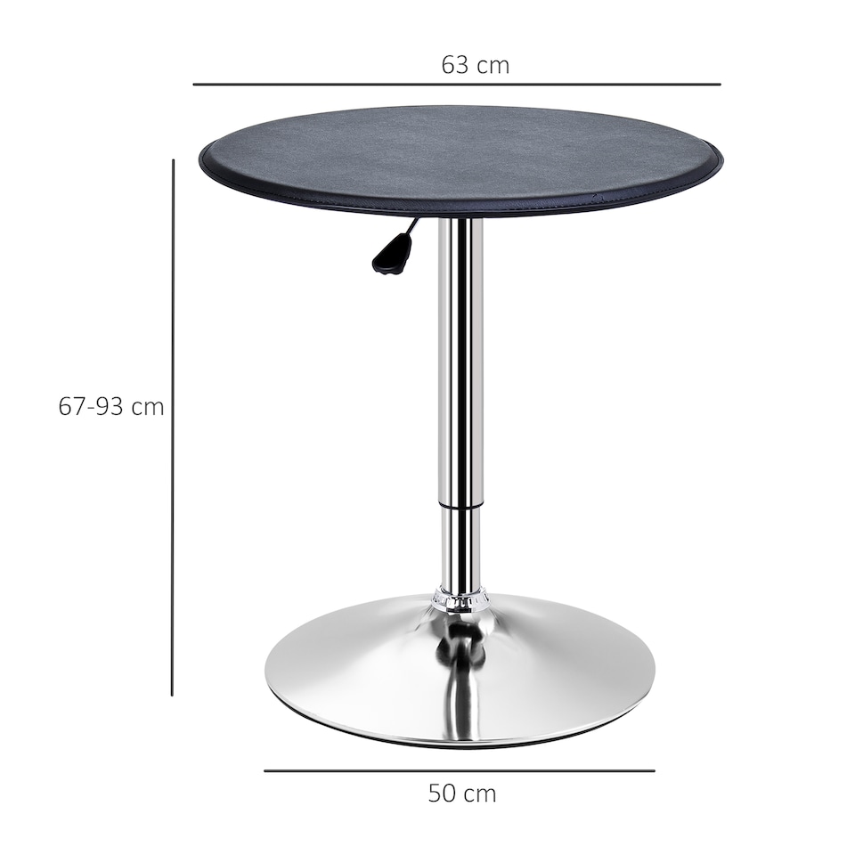 image 1 of HOMCOM Round Bar Table, 360 Degree Swivel Counter Pub Table with Adjustable Height, Metal Base, Bistro Desk for Kitchen, Cafe, Dining Room, Black