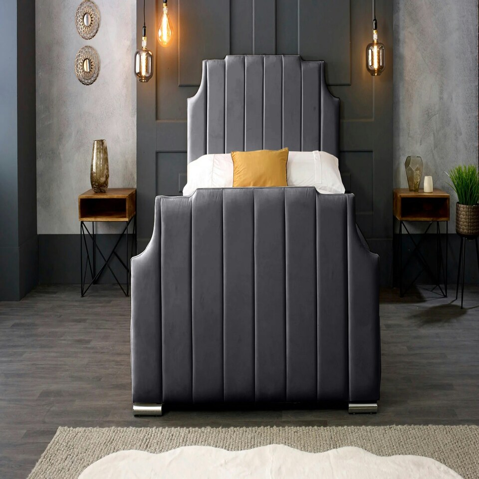 image 1 of Nelson Plush Steel King Bed Frame - Steel