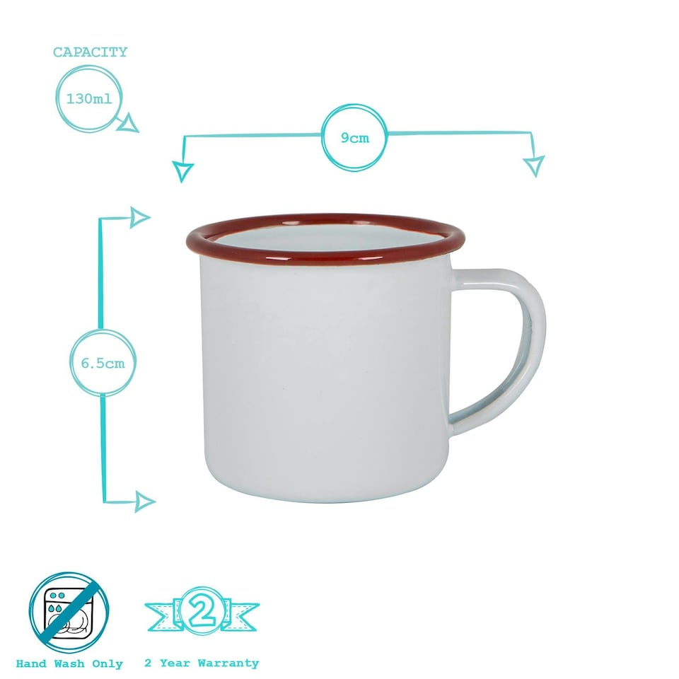 image 1 of Argon Tableware White Enamel Espresso Cups - 130ml - Red - Pack of 6 Red