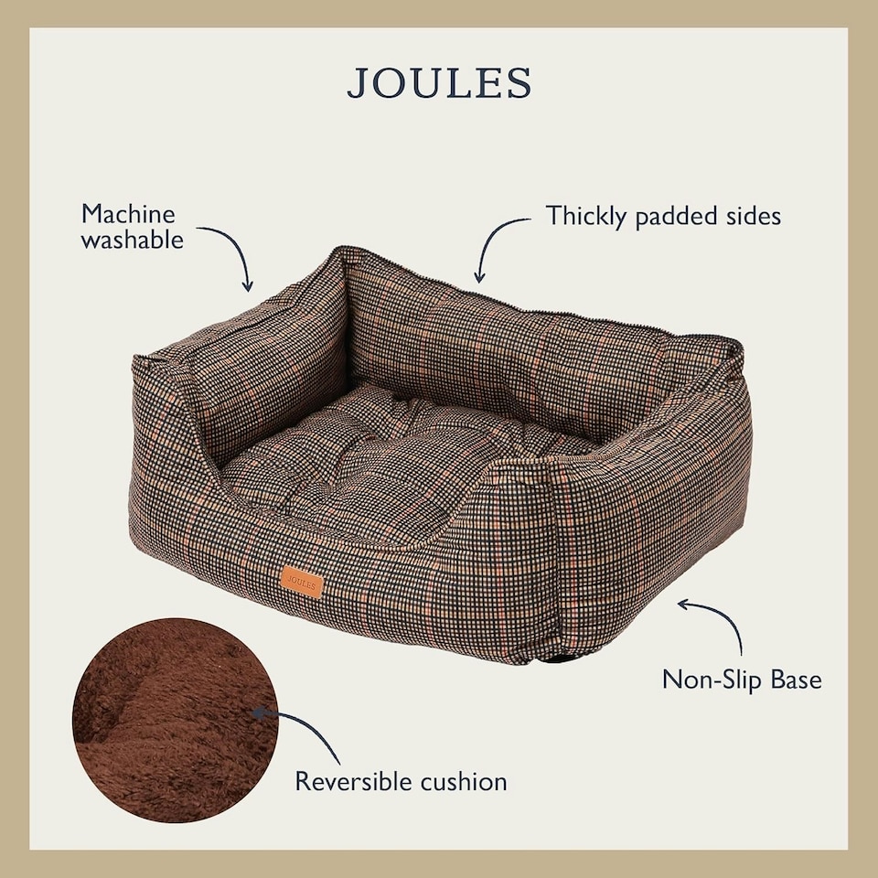 image 1 of Rosewood Joules Hensen Check Box Dog Bed | Multi | S | 1