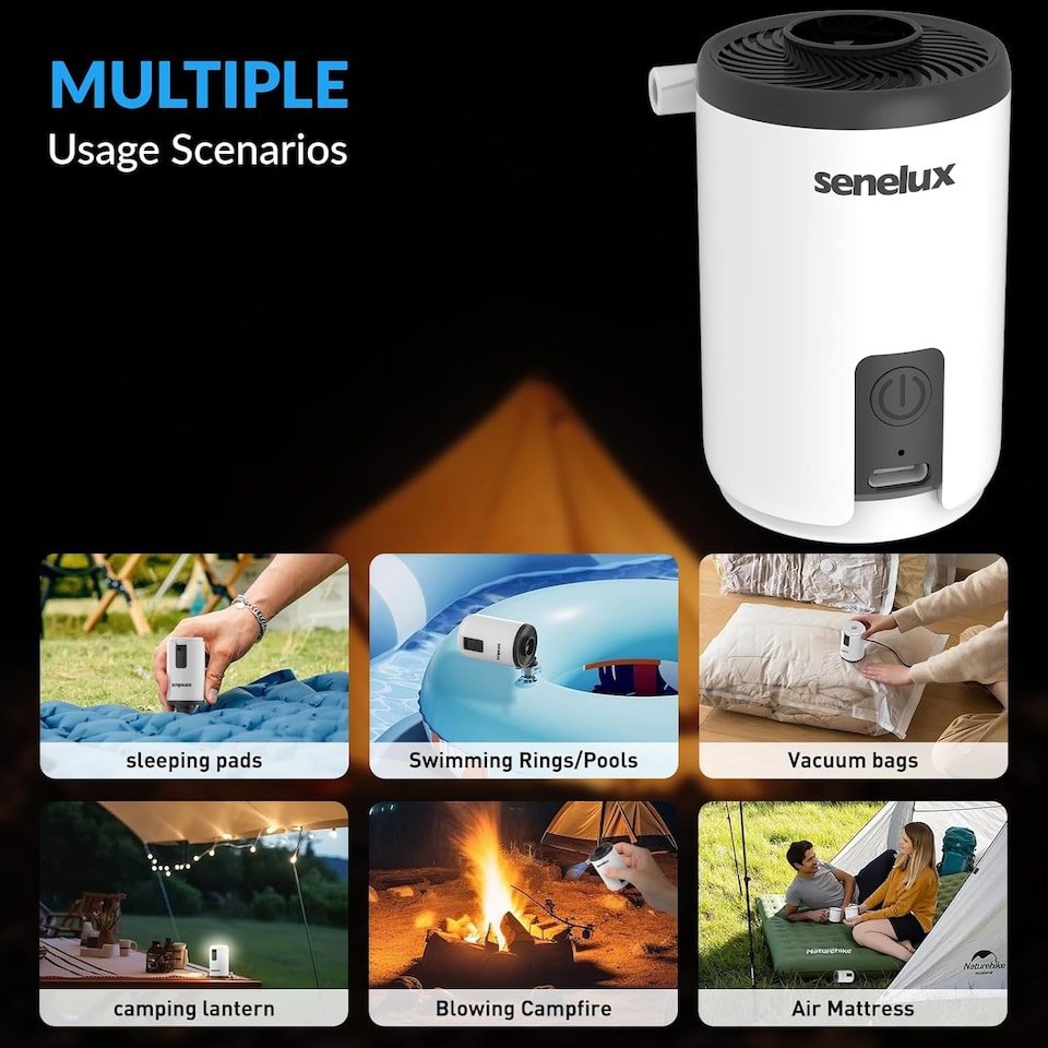image 1 of Senelux 5 in 1 Mini Electric Air Pump
