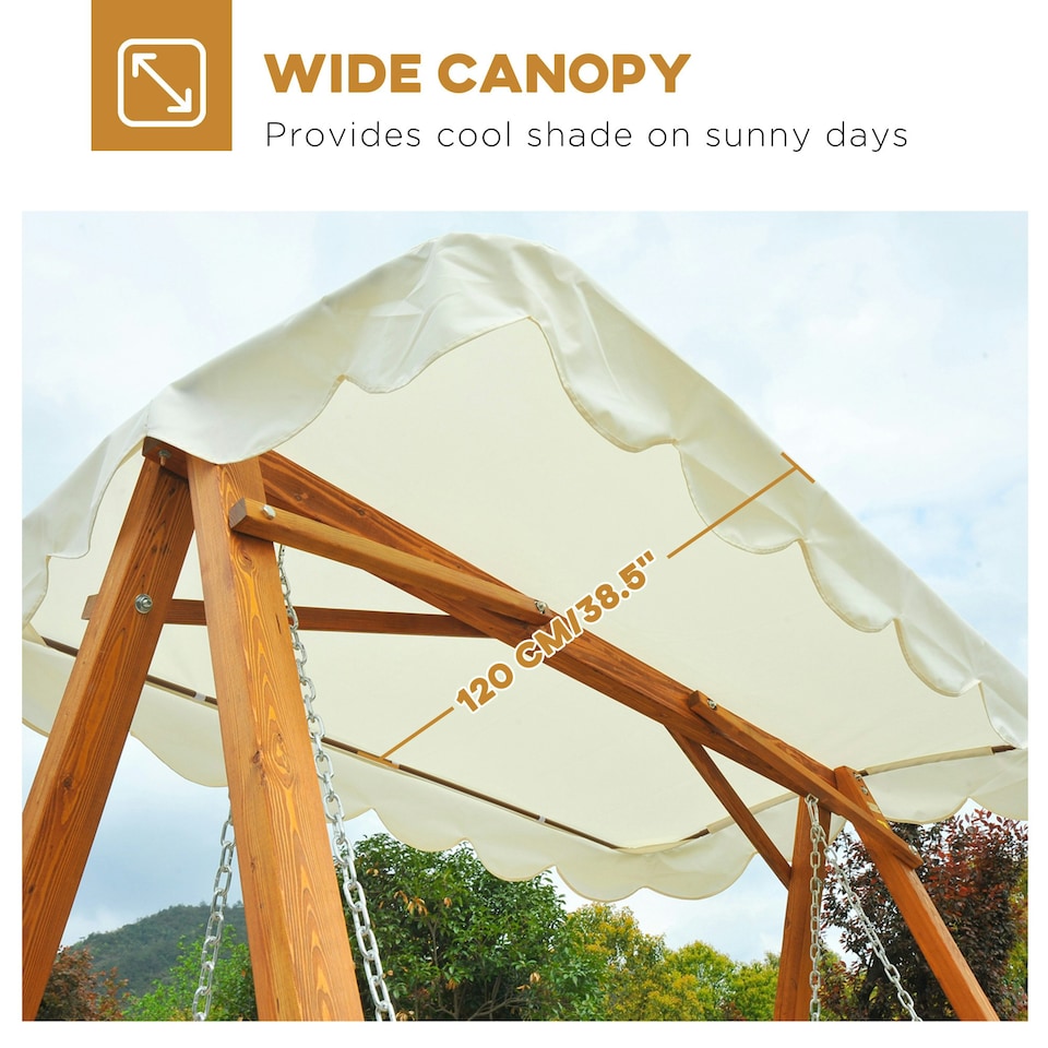 image 1 of Outsunny Swing Chair 3 Seater Swinging Wooden Hammock Garden Seat