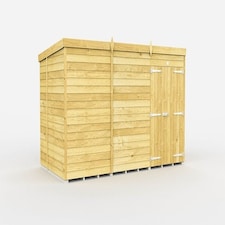 11 x 7 Feet Pent Shed - Double Door Without Windows - Wood - L214 x W329 x H201 cm | Brown