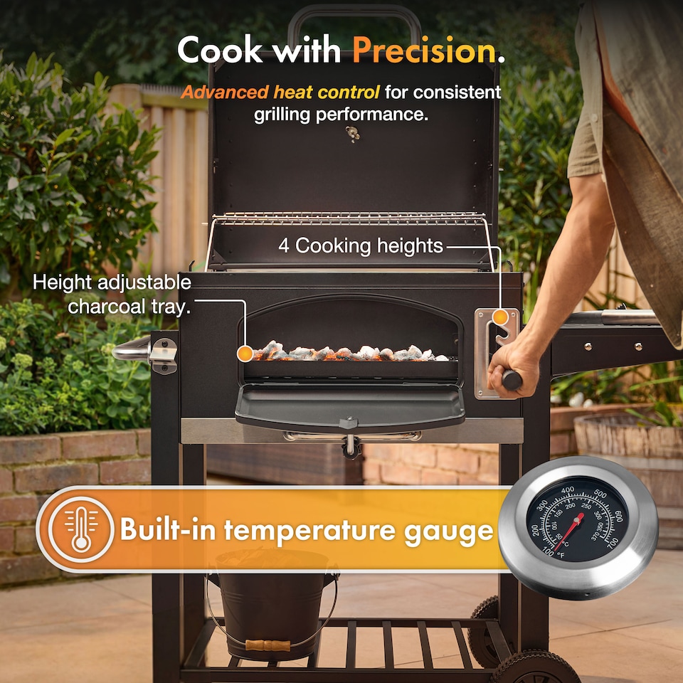 image 1 of VonHaus Charcoal BBQ XL Portable Barbecue with 1 Shelf