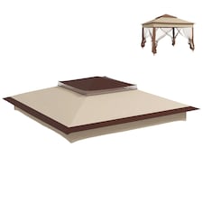 Outsunny 3.25mx3.25m 2-Tier Gazebo Cover Replacement, 30+ UV Protection, Beige