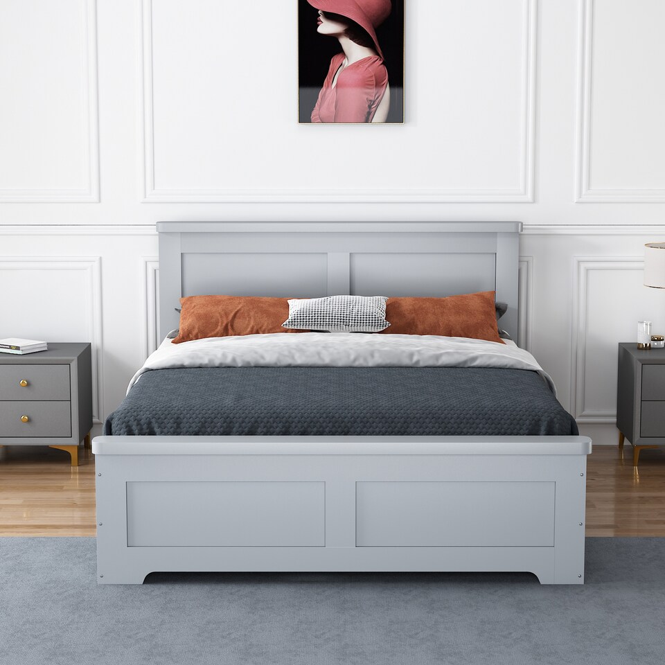 image 1 of 5ft King Size 4 drawer storage, Solid,strong,grey painted wood bed frame.Wooden bedstead | Grey | King