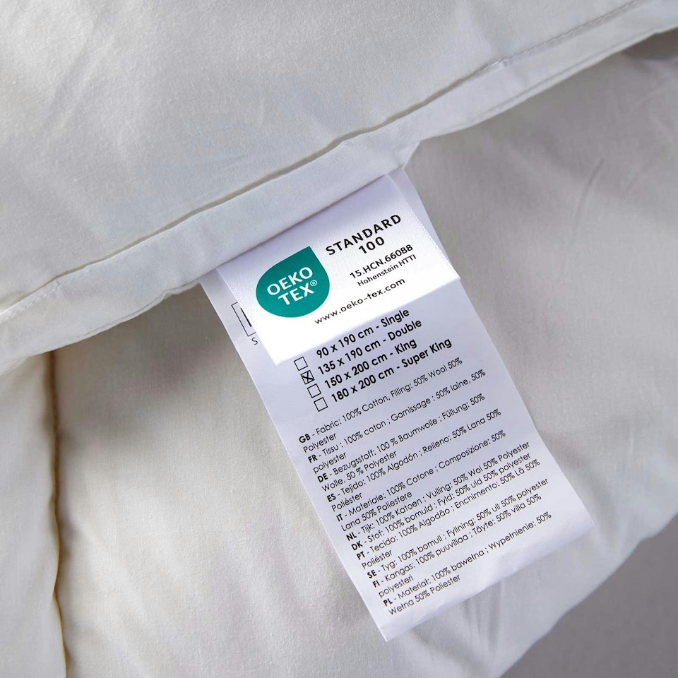 image 1 of Homescapes Premium Wool Mattress Topper - Deep Fitting Comfort | White