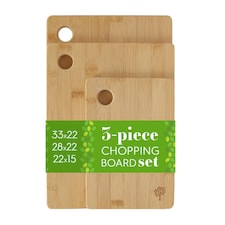 Nicola Spring 3pc Bamboo Chopping Board Set 100% Bamboo Natural Cutting Serving Worktop Saver Boards Brown