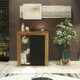 image 3 of Sideboard 75cm – Oak Matt Body & Black Matt Door – Modern Cabinet with Glass Shelves and LED Brown | Black